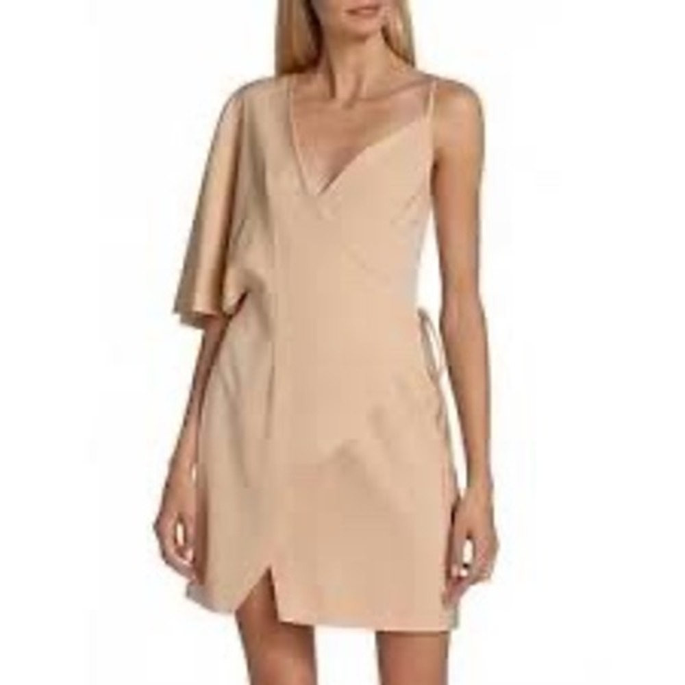 Kimberly Goldson Mini Dress Womens M Bone NWT Asymmetrical One Shoulder KD322F